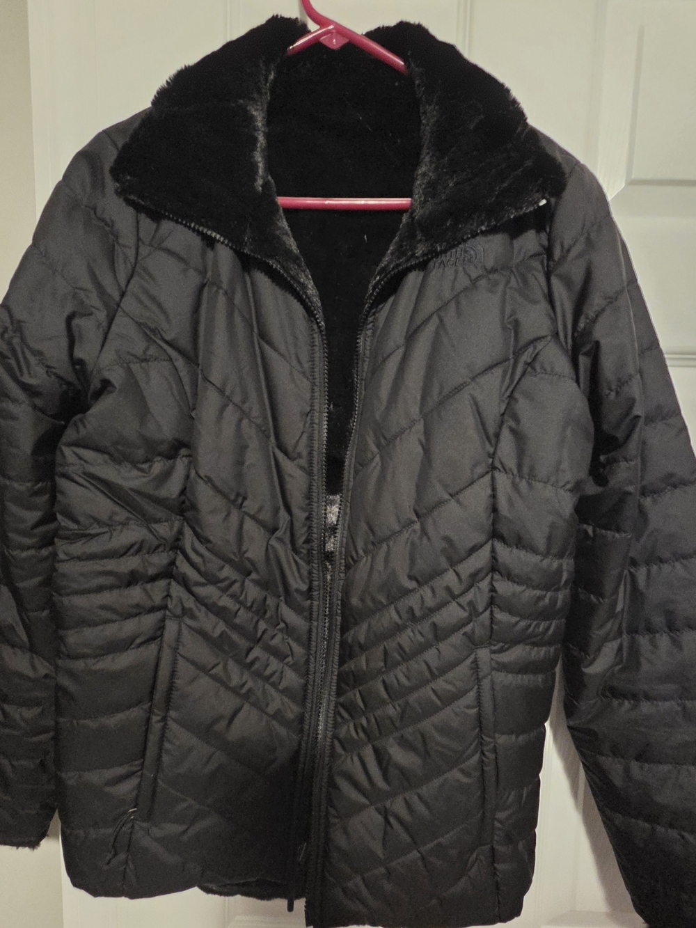 North Face Reversible Black Quilted And Fur Women’s Puffer Coat